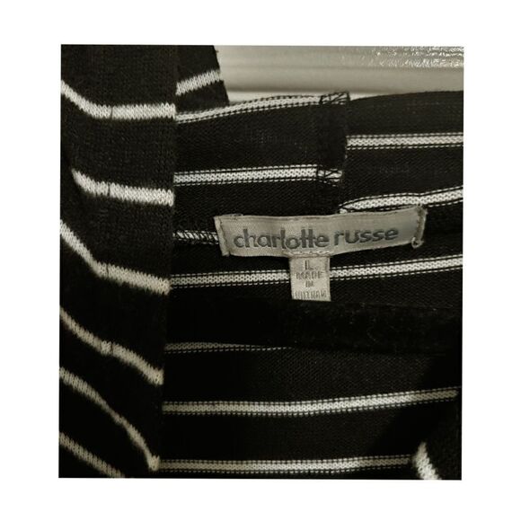Women's Pullover Hoodie with Stripes by Charlotte Russe GUC Size L Fits Like M - Picture 3 of 6